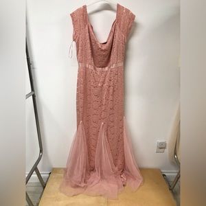 Women Short Sleeves Asymmetrical Flower Tulle Causal Party Wedding Night Dress